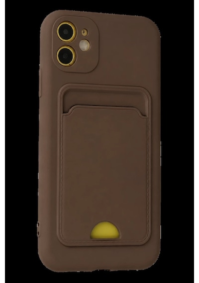 Apple iPhone Uyumlu 11 Kılıf Kelvin Kartvizitli Silikon - Kahverengi Ym919702