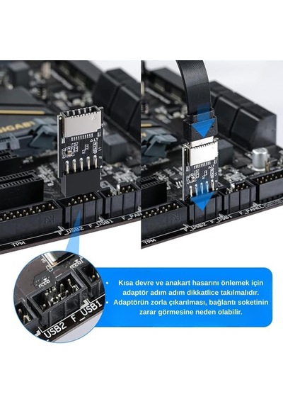 Lunatic 3649 Usb2.0 9 Pin - Type-e Anakart Çevirici Dönüştürücü Adaptör