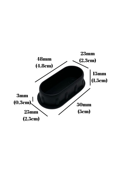 Oval Demir Profil İç Tapa Geçme Plastik Ayak Geçme Koruma Plastiği 50mm X 25mm 2 Adet Siyah Siyah