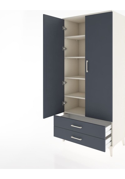 Hyperion Dolap 5 Raflı 2 Çekmeceli 2 Kapaklı 88x44x195 Aytaşı-antrasit Aytası