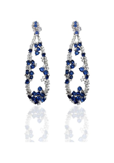 Oya Silver Beyaz Işıltılı Damla Form Safir Zirkon Vidalı Gümüş Küpe 5x1.4cm Oysvk024