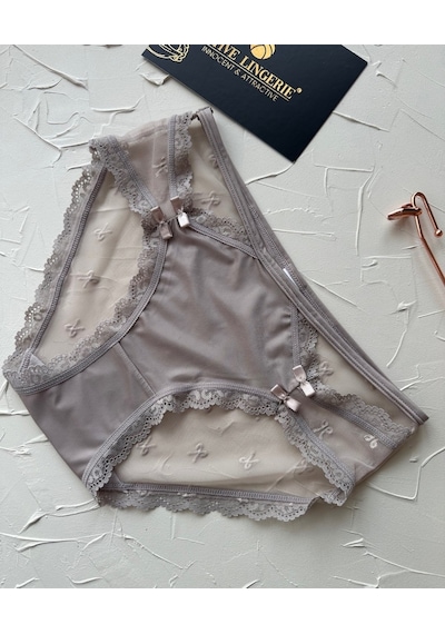 Arya Japon Style Arkası Tül Cut-out Dantel Detaylı Cheeky Külot/s Bej