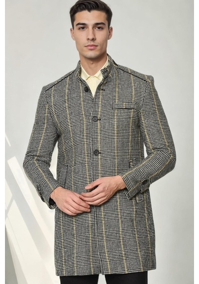Plt9391 Dewberry Erkek Palto-ekose Gri Ekose Gri
