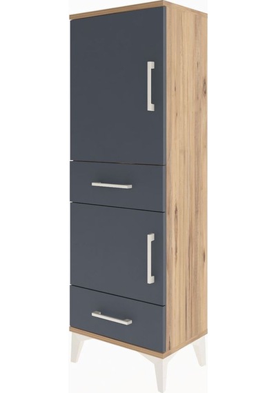 Arges Dolap 3 Raflı 2 Çekmeceli 2 Kapaklı 44x30x134 Çam-antrasit Atlas Çam