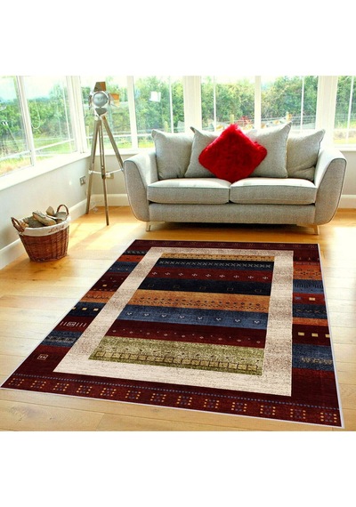 Rovigo Home Dijital Baskı Yıkanabilir Kaymaz Taban Salon Halısı RVG0369 Çok Renkli