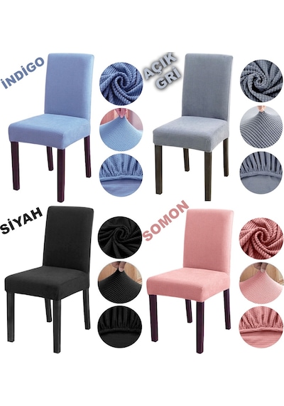 Bambu Nano Kumaş Likralı Yıkanabilir 6'Lı Sandalye Kılıfı