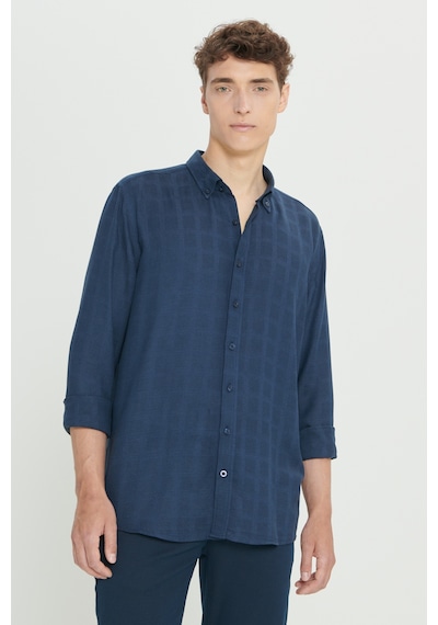 Ac&Co / Altınyıldız Classics Erkek Lacı Slim Fit Dar Kesim Klasik Yaka Kareli Pamuklu Gömlek Lacı Lacivert Ac&Co / Altınyıldız Classics Erkek Lacı Slim Fit Dar Kesim Klasik Yaka Kareli Pamuklu Gömlek Lacı Lacivert