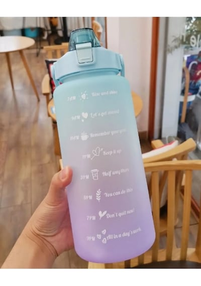 Günlük Motivasyon Su Matarası 2 Litre Çok Renkli