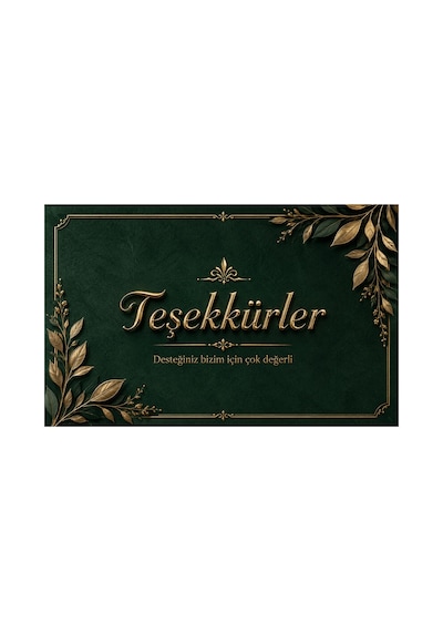 100 Adet Premium Teşekkür Kartı 8x5 Cm Paket İçi Sipariş Notu, Müşteri Teşekkür Kartı - Yeşil - 020