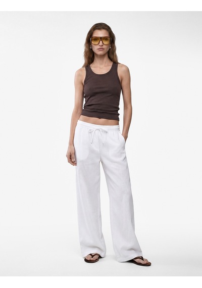 Koton Pamuklu Kaşkorse Slim Fit U Yaka Fitilli Atlet Kahverengi 6sak10387ek Kahve