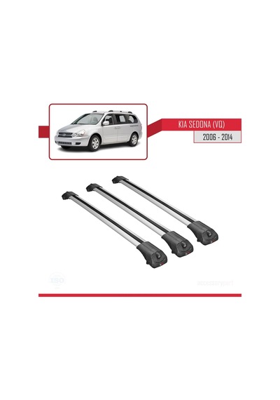 Kia Sedona Vq 2006-2014 Arası İle Uyumlu Ace-1 Ara Atkı Tavan Barı Gri 3 Adet Bar