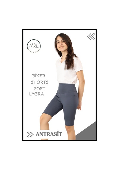 Antrasit Biker Şort Yüksek Bel İç Göstermez Esnek Yumuşak Likralı Soft Tbiker Basics Antrasit