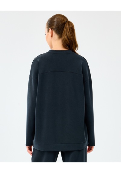 Skechers W Soft Touch V Neck Asymmetric Sweatshirt Kadın Siyah Sweatshirt S2520064-3817 Siyah