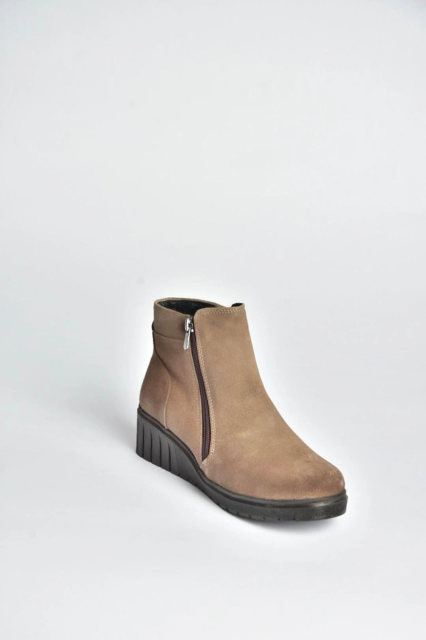 Fox Shoes V324800402 Vizon Hakiki Deri Süet Kadın Bot Vizon-Süet