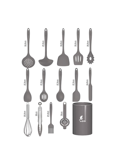 Trigona Isıya Dayanıklı Yanmaz Yapışmaz Silikon Spatula Seti 15 Parça Gri
