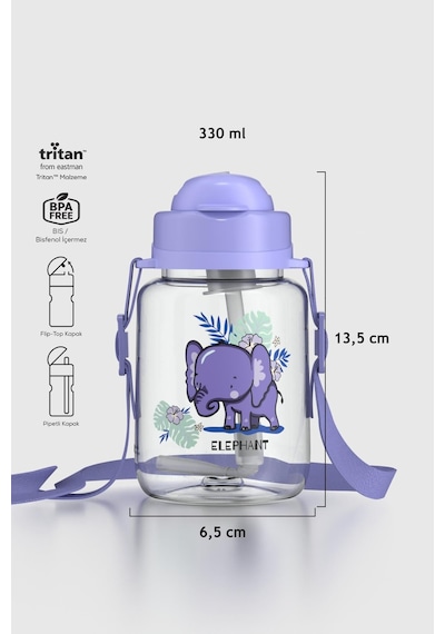 Renga Dore Desenli 330 Ml Pipetli Tritan Bebek Suluk 912123 Mor