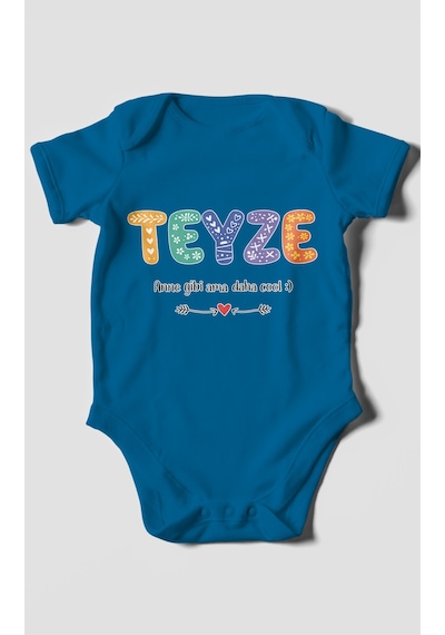 Morivokids Teyze Anne Gibi Ama Daha Cool Kısa Kollu Bebek Body %100 Pamuk Koyu Mavi
