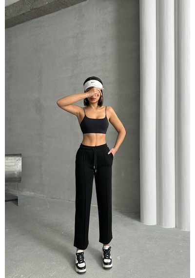 Neşeli Butik Kadın Likralı Modal Kumaş Çımalı Binici Pantolon Nbg064 siyah
