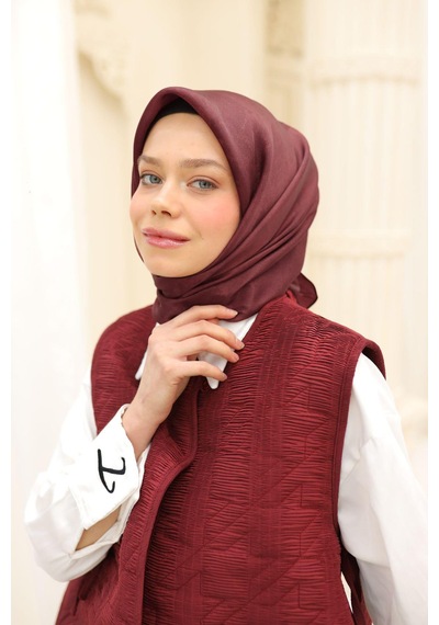 Silk Home Desenli Shiny Eşarp - 8647 - Yeni Bordo Yeni Bordo