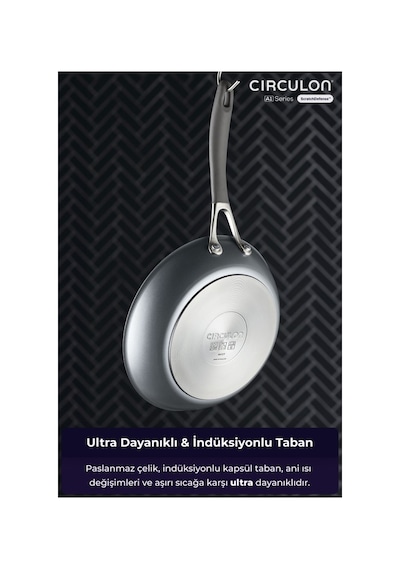Circulon Çizilmez Yapışmaz 3'lü Kızartma Tava Seti - 22cm, 26cm, 28cm Siyah
