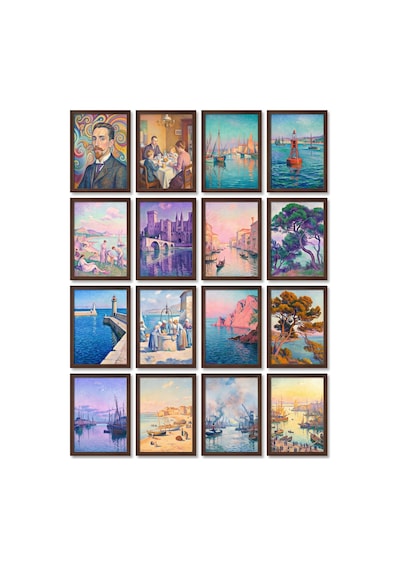 Paul Signac Tabloları 16'lı Sticker Seti Laptop Defter Ajanda Etiketi Çok Renkli