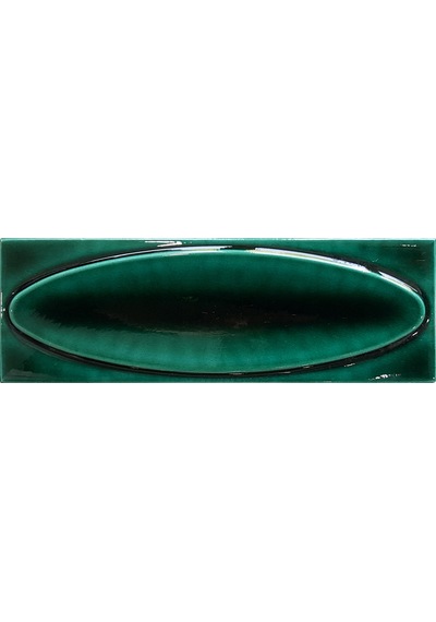 Armada Çini 7x21 Cm Elips Yeşil Desenli Çini Seramik Karo