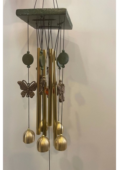 Deprem Zili Çanı Duvar Rüzgar Çanı Zili Feng Shui Ejderha Yılı Metal Borulu Kelebek Objeli
