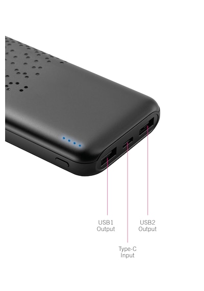 10.000 Mah Slim Dual Port Powerbank Tüm Cihazlarla Uyumlu Taşınabilir Şarj Cihazı Siyah