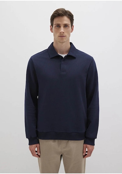 Mavi Yarım Düğmeli Polo Yaka Lacivert Erkek Sweatshirt M0s10420-82318 Lacivert