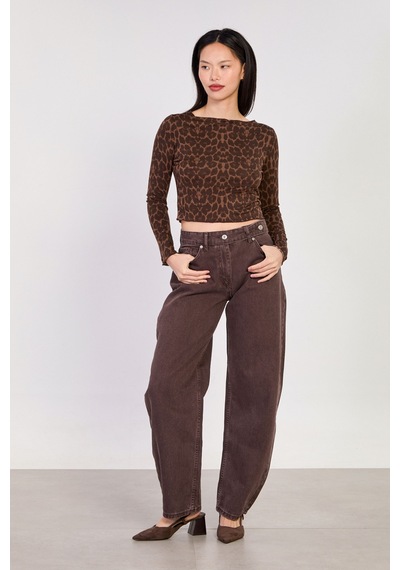 Barrels And Oıl Kadın J91 Kuşaklı Baggy Jean Pantolon - Acı Kahve Acı Kahve