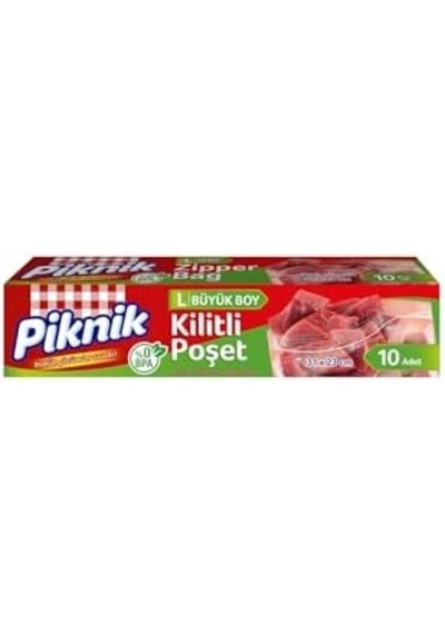 Piknik Gıda Ambalaj Kilitli Poşet Büyük 10'lu 1396 0