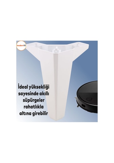 Badem10 Sedir Lüks Mobilya Kanepe Sehpa Tv Ünitesi Koltuk Ayağı 15 Cm Beyaz Baza Ayak 4 Adet Sku: Smg8690010212191 Ahşap