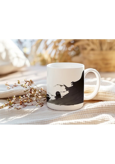 Eğlenceli Hayalet Ailesi Kupa Halloween Ruhuna Uygun Spooky Temalı Hediye Bardak Beyaz