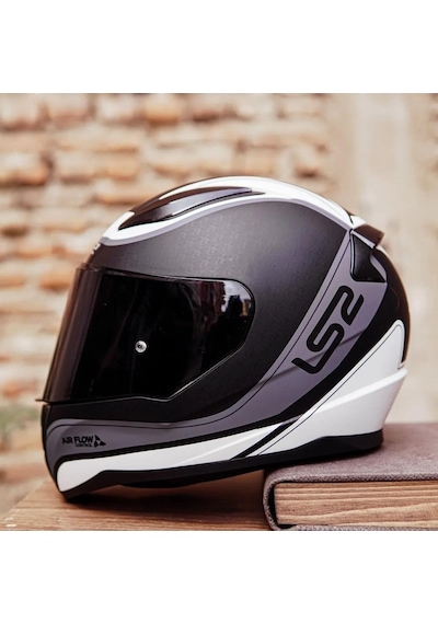 Şeffaf + Siyah Vizörlü + Ls2 Rapid Deeper Full Face Motosiklet Kaskı Beyaz - Siyah