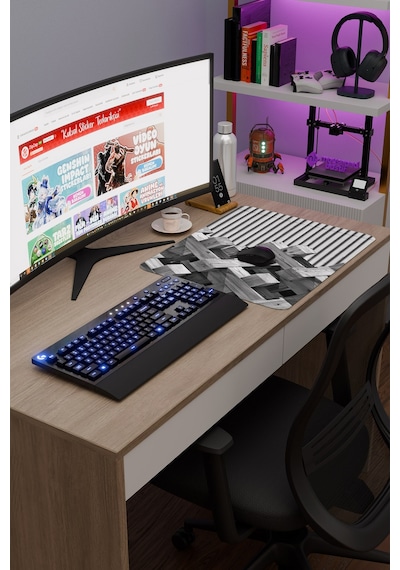Brütalist Tarz Kaymaz Dikişli Kauçuk Oyuncu Mousepad V2 - 48x40 Xl Gaming Mouse Pad Fare Altlığı