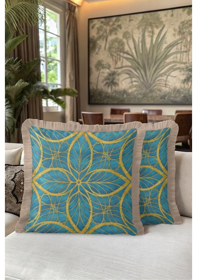 Geometrik Art Deco Mavi Mandala Saçaklı Yastık Kılıfı - Turkuaz Etnik Krem Püsküllü Kırlent Kılıfı Kayıp Esinti Halo Geometrik Art Deco Mavi Mandala Saçaklı Yastık Kılıfı - Turkuaz Etnik Krem Püsküllü Kırlent Kılıfı Kayıp Esinti Halo
