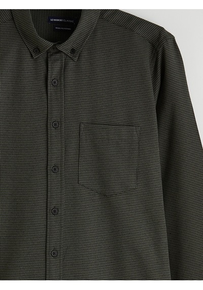 Lcwaıkıkı Classic Haki Regular Fit Desenli Erkek Gömlek