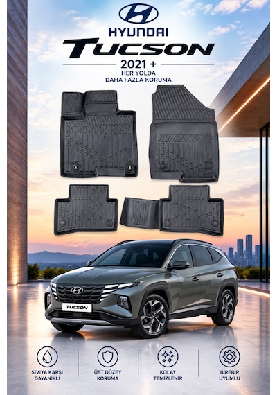Hyundai Tucson 2021+ Aracınıza Özel Üretim Havuzlu Paspas Takımı A+ -mod-