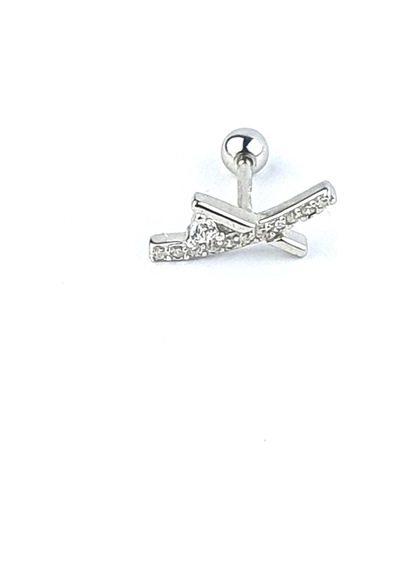 Zirkon Taş Detaylı 925ayar Gümüş Trend Tragus Helix Kikirdak Piercing Gümüş