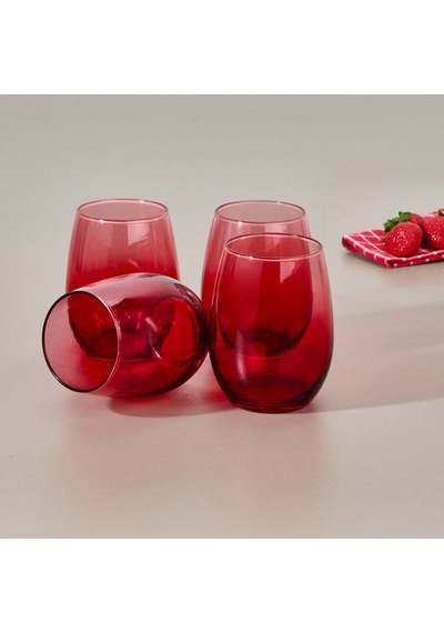 Raklee Larc 4'lü Meşrubat Bardağı - Kırmızı - 350 Ml Renkli