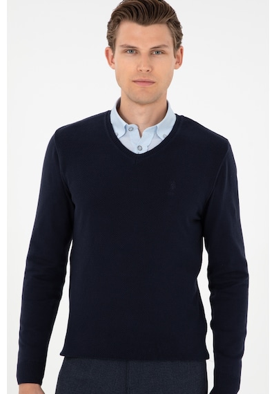 U.S. Polo Assn. Erkek Slim Fit V Yaka Lacivert Basic Kazak 50288886-VR033 U.S. Polo Assn. Erkek Slim Fit V Yaka Lacivert Basic Kazak 50288886-VR033