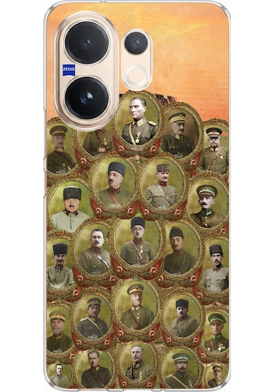 Vivo V60 Uyumlu Atatürk Ve Kurtuluş Savaşı Komutanları Baskılı Silikon Kılıf Renkli