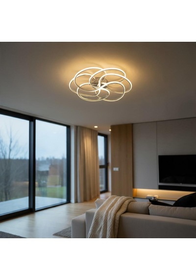 3 Renk Uzaktan Kumandalı Samyeli Model Led Avize Altın
