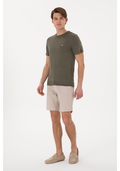 U.S. Polo Assn. Erkek Slim Fit Bisiklet Yaka Koyu Haki Tişört 50306456-VR111