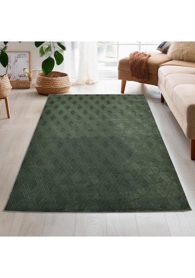 Latte Yumuşak Peluş Yeşil Çocuk Odası Oturma Odası Salon Mutfak Halısı Y726a Haki