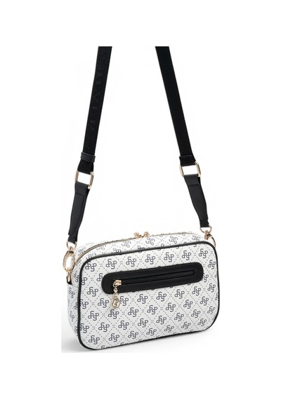 Silver & Polo Silver Polo Beyaz - Siyah Monogram Kadın Çapraz Çanta Sp1280