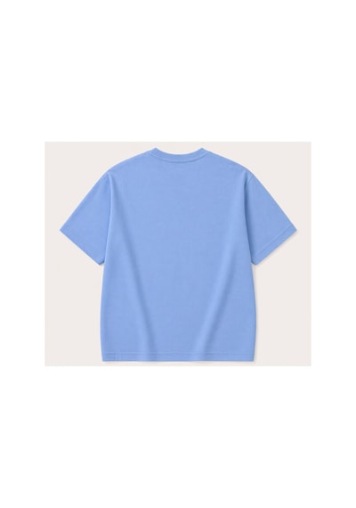 Herkesemoda Coconat Baskı Detaylı Kadın Bisiklet Yaka Pamuklu T-shirt Mavi