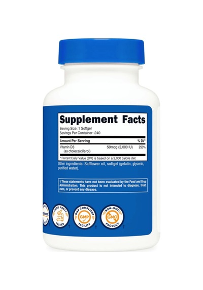 Nutricost Vitamin D3 2000 İu Softgels, 240 Softgels.abd Menşei
