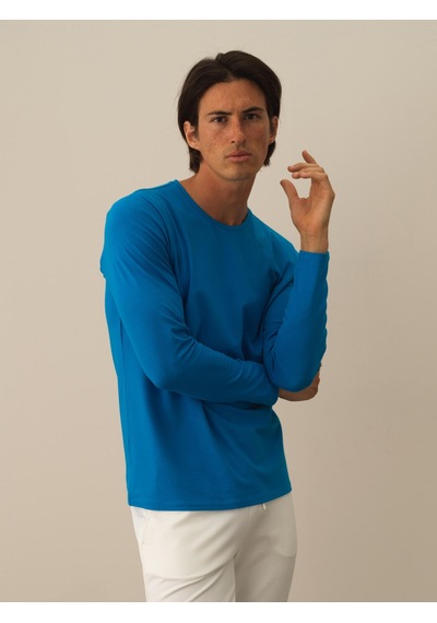 Xint Mavi Modal Dokulu Slim Fit Uzun Kollu Tişört 502039