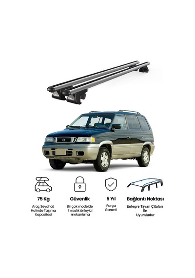 Venüs Mazda Mpv 1997-2006 Uyumlu Gri Ara Atkı Port Bagaj Tavan Barı